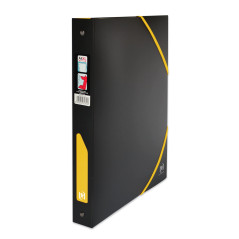 OXFORD Classeur à Anneaux Nomade For Students A4XL Dos 40mm 4 Anneaux Couverture Polypro Bicolores Noir/Jaune