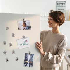 MATANA 12 Pinces Aimant Frigo, Clips Bulldog Magnétiques, Aimants Puissant - Super Fort & Solide - Tableau Blanc & Tableau Magné