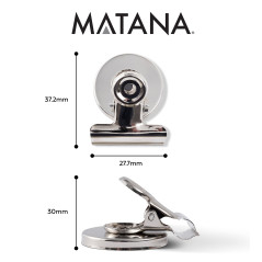 MATANA 12 Pinces Aimant Frigo, Clips Bulldog Magnétiques, Aimants Puissant - Super Fort & Solide - Tableau Blanc & Tableau Magné