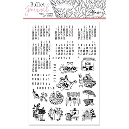 Tampons Stampo Bullet Journal - Mois universels - 25 pcs