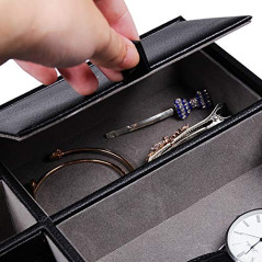 Copiel Valet Plateau Cuir, Organisateur de Table de Nuit pour Homme, Support de Boîte de Rangement de Bureau ou de Commode pour 