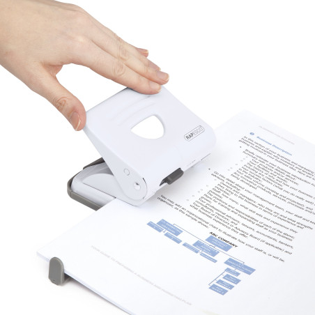 Rapesco 1399 Perforatrice à 2 Trous en Métal 825, Capacité de 25 Feuilles, Blanc