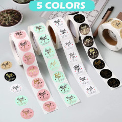 PALUDO 2500 Pièces Autocollants Etiquette de Remerciement, Autocollants Etiquette Merci Thank You Stickers, Ronds Stickers Étiqu
