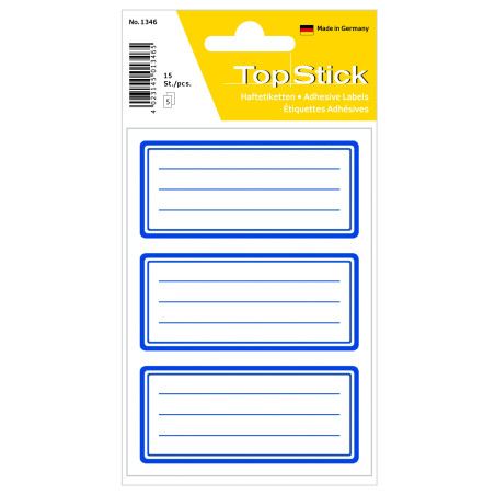 TopStick 1346 Étiquettes de livre ligné (76 x 35 mm, 50 feuilles, papier, mat) auto-adhésives, autocollants scolaires neutres po