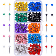 Outus Lot de 500 punaises en Plastique à tête Ronde avec Pointes en Acier (Multicolore, 0,3 cm)