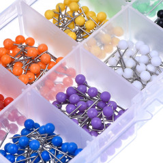 Outus Lot de 500 punaises en Plastique à tête Ronde avec Pointes en Acier (Multicolore, 0,3 cm)