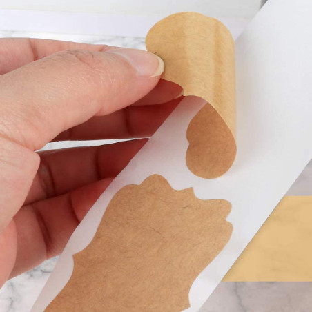 300 Pièces Vintage étiquette Kraft, étiquettes Autocollantes, Étiquettes Adhésives en Papier Kraft, pour Fête Stickers, DIY Emba