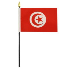 AZ FLAG - Mini Drapeau Tunisie De Table - 15x10 cm - Drapeau Tunisien De Bureau 100% Polyester Avec Hampe Pointe Dorée 25cm