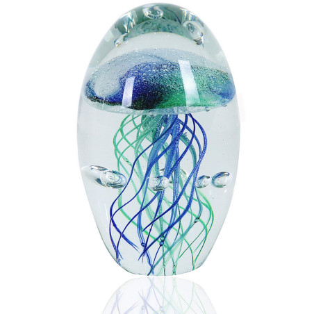 EUSTUMA Ornement de Figurine de méduse en Verre soufflé à la Main, Collection d'animaux Marins pour Cadeau d'anniversaire, Press