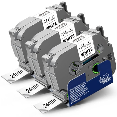 3x Labelwell Compatible TZe 24mm x 8m Ruban Cassette pour Brother TZe-251 TZe251 TZ251 Étiquette pour Brother P-touch Étiqueteus