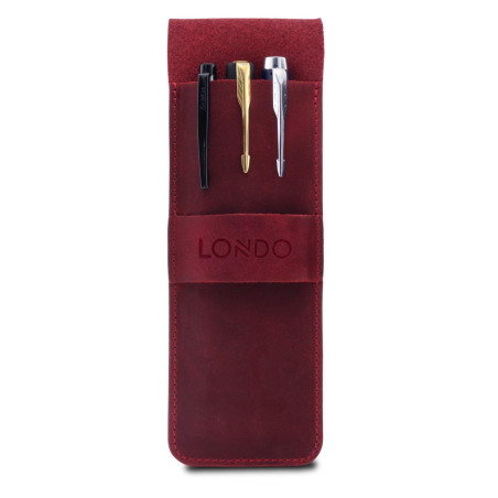 Londo Étui en Cuir Véritable pour Stylos et Crayons avec Fermeture – Trousse à Stylos, Pochette de Fournitures de Bureau et Voya