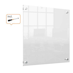 Nobo - Mini Tableau Transparent Effaçable en Acrylique pour Bureau, Facile à Effacer, 450 x 450 mm, Feutre Marqueur et Fixations