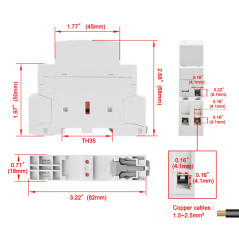 Heschen Contacteur ca domestique, HS1-25, 2 pôles 1NO 1NC, CA 220V/240V tension de bobine, 35mm montage sur Rail DIN