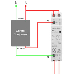 Heschen Contacteur ca domestique, HS1-25, 2 pôles 1NO 1NC, CA 220V/240V tension de bobine, 35mm montage sur Rail DIN