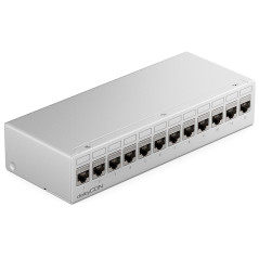 deleyCON Panneau de Brassage 12 Ports Kit Panneau de Distribution 1U + 12x RJ45 Modules Keystone Jack STP CAT6a Compatibles avec
