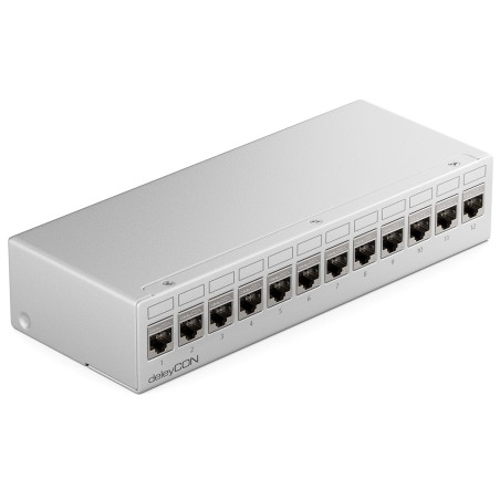 deleyCON Panneau de Brassage 12 Ports Kit Panneau de Distribution 1U + 12x RJ45 Modules Keystone Jack STP CAT6a Compatibles avec