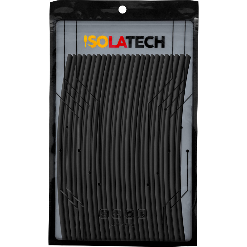 ISOLATECH Gaine thermorétractable 3:1 set sans colle noir Ø3mm 5,0 mètres en 25pcs x 20cm pour aux UV réparation sans marquage p ISOLATECH Gaine thermorétractable 3:1 set sans colle noir Ø3mm 5,0 mètres en 25pcs x 20cm pour aux UV réparation sans marquage p