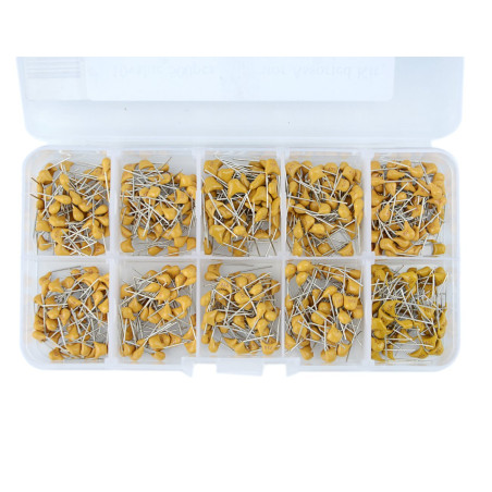 DollaTek 500PCS 10 Valeurs 0.1uF à 10uF (104~106 chacun 50pcs) Multicouleur monolithique Ceramic Capacitor Assortiment Kit + Boî