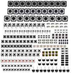 250 Pièces Interrupteurs à Bouton Poussoir Tactiles, 25 Valeurs 12V 50mA Kit D'assortiment de Micro Tact Momentané Interrupteurs