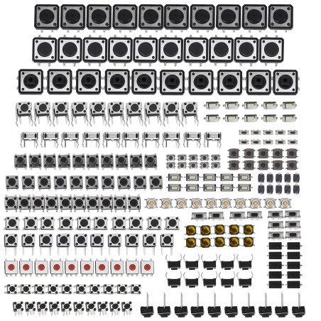 250 Pièces Interrupteurs à Bouton Poussoir Tactiles, 25 Valeurs 12V 50mA Kit D'assortiment de Micro Tact Momentané Interrupteurs