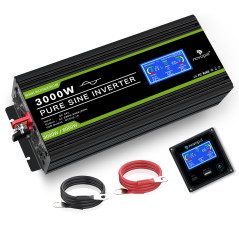 NOVOPAL Convertisseur Pur Sinus 3000W- Onduleur Convertisseur 24V 220V 230V avec télécommande et Dual AC Prises et écran LCD,pou