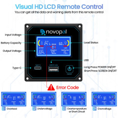 NOVOPAL Convertisseur Pur Sinus 3000W- Onduleur Convertisseur 24V 220V 230V avec télécommande et Dual AC Prises et écran LCD,pou