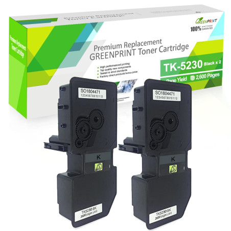 GREENPRINT Cartouches de Toner Compatibles TK5230 TK-5230 2 Noir Haute Capacité 2600 Pages pour Imprimantes Kyocera ECOSYS P5021