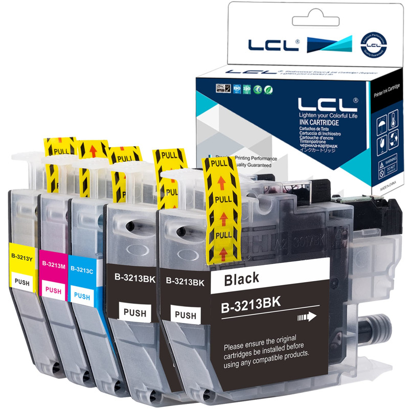 LCL Cartouche d'encre Compatible LC3213 LC-3213 LC-3213BK LC-3213C LC-3213M LC-3213Y (2Noir 1Cyan 1Magenta 1Jaune) Remplacement 