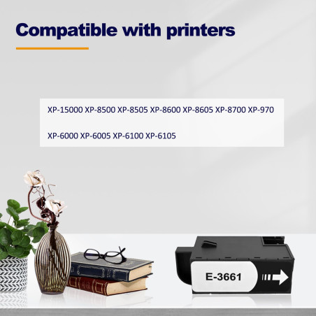 LAIPENG T3661 Boîte d'entretien d'encre C13T366100 Compatible pour Epson Expression Photo HD XP-15000 XP-8500 XP-8505 XP-8600 XP