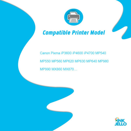 InkJello Compatible Cartouche d'encre de Remplacement pour Canon Pixma iP3600 iP4600 iP4700 MP540 MP550 MP560 MP620 MP630 MP640