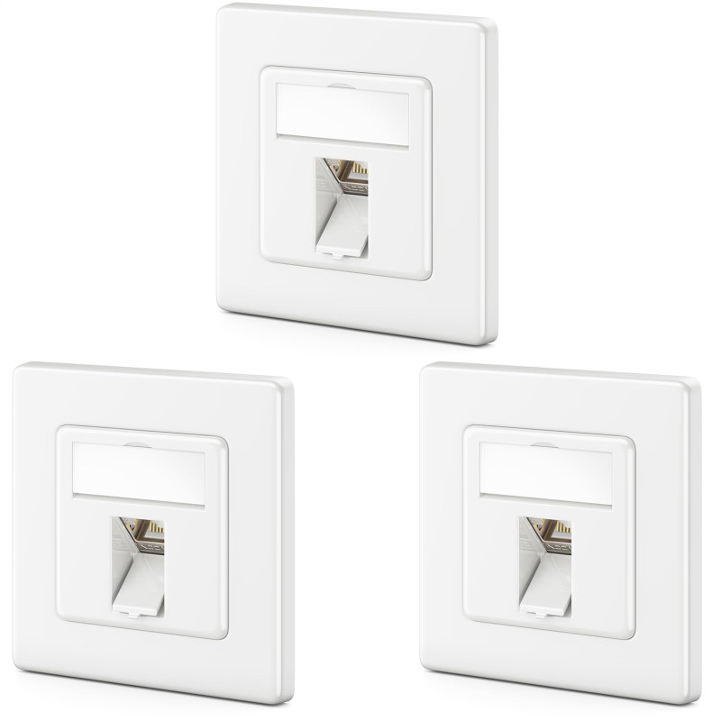 deleyCON 3x Prise Réseau CAT8 Encastrable avec RJ45 Keystone - 40 Gbit/s - STP Blindée - Prise de Données pour Câbles de Raccord deleyCON 3x Prise Réseau CAT8 Encastrable avec RJ45 Keystone - 40 Gbit/s - STP Blindée - Prise de Données pour Câbles de Raccord