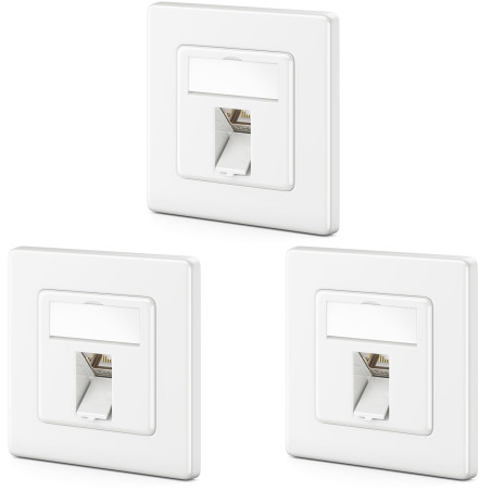 deleyCON 3x Prise Réseau CAT8 Encastrable avec RJ45 Keystone - 40 Gbit/s - STP Blindée - Prise de Données pour Câbles de Raccord