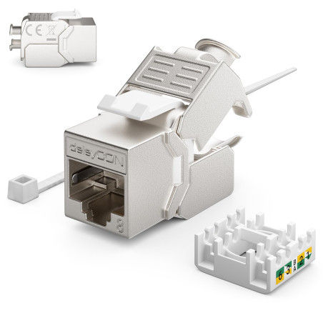deleyCON 3x Prise Réseau CAT8 Encastrable avec RJ45 Keystone - 40 Gbit/s - STP Blindée - Prise de Données pour Câbles de Raccord
