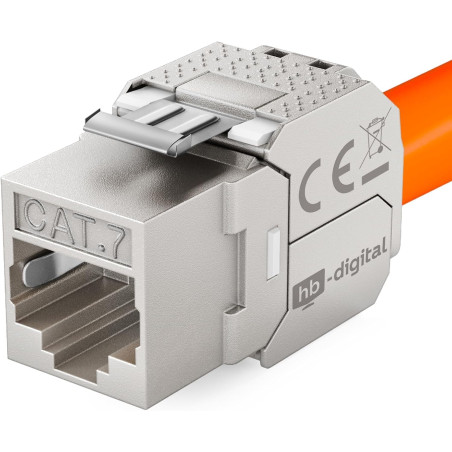 HB-DIGITAL 1x Module Keystone RJ45 CAT 7 Métallique Blindé STP AWG 22-24 Sans Outil pour Câble Ethernet LAN, Panneau de Brassage