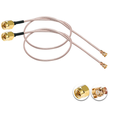 Vecys 2 Pièces U.F.L1 vers SMA Mâle Câble Coaxial à Faible Perte 12 "/30CM RG178 Câble Coaxial en Queue de Cochon pour Routeurs