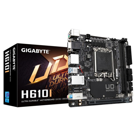 GIGABYTE H610I Carte mère - Prend en Charge Les processeurs Intel Core 14e génération, VRM numérique Hybride 4+1+1, jusqu'à 5600