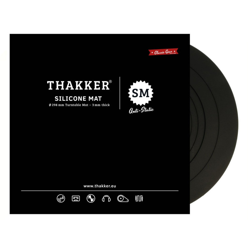 THAKKER Silicone Mat Black - Tapis Silicone Antistatique pour Plateau tournant - Noir | 3 mm d'épaisseur | 298 mm de diamètre | 