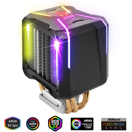 EMPIRE GAMING – Guardian V201 Ventirad de Processeur PC Gamer -Ventilateur RGB SYNC Adressable -Refroidisseur Aluminium 4 Calodu