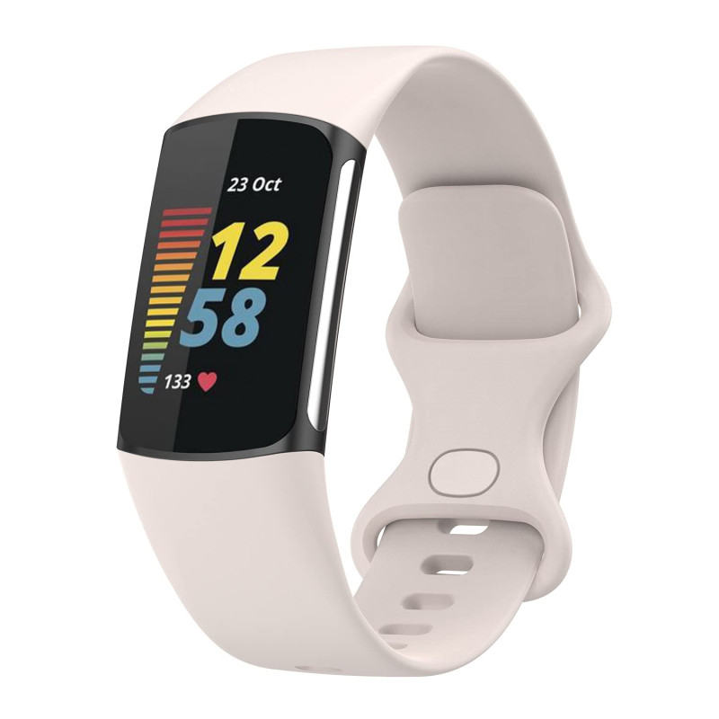 Wownadu Bracelets Compatible pour Fitbit Charge 5 / Charge 6 Bracelet de Rechange Band Blanc pour Femme Homme Silicone Sport Str