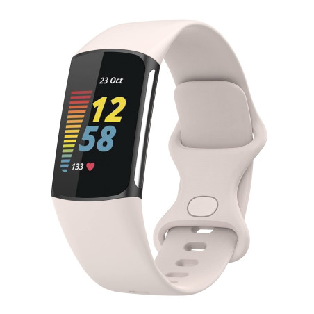 Wownadu Bracelets Compatible pour Fitbit Charge 5 / Charge 6 Bracelet de Rechange Band Blanc pour Femme Homme Silicone Sport Str