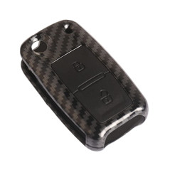 Happyit Fibre de Carbone ABS + Silicone Clé de Voiture Couverture Cas pour VW Volkswagen Amarok Polo Golf 4 5 6 MK4 Bora Jetta 2