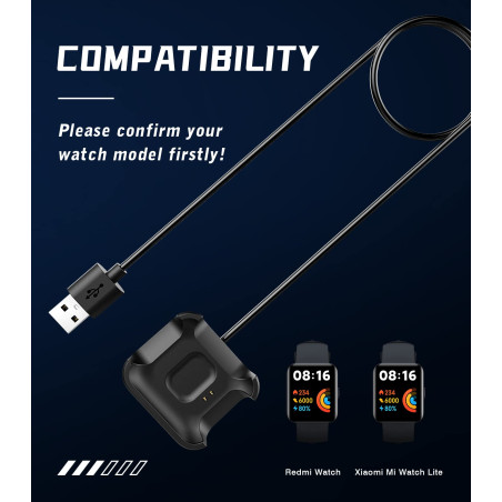 MoKo Chargeur Compatible avec Xiaomi Mi Watch Lite/Redmi Watch, Station de Charge Portable avec Câble de Chargement USB de 100cm