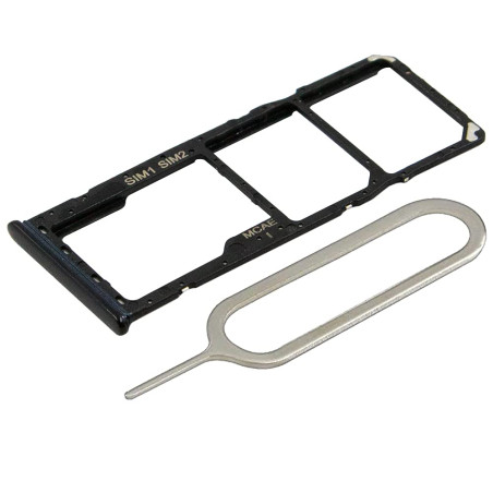 MMOBIEL Tiroir Carte Dual Sim de Rechange Compatible avec Samsung Galaxy A12 2020 INCL. l'épingle SIM - Support Carte SIM - Noir