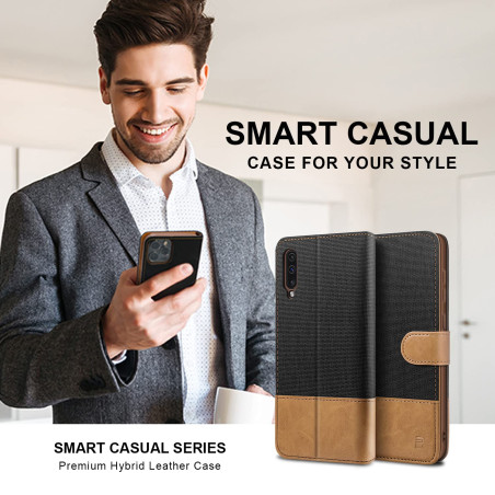 BEZ Coque pour Samsung A50/ A30s, Étui en Cuir de Protection, Portefeuille en Polyuréthane, Crochet, Pochette pour Monnaie, Ferm