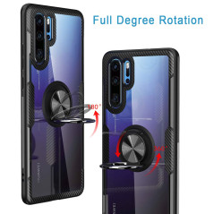 Coque Pour Huawei P30 Pro,Étui protection armure conception fibre verre cristal clair avec un support rotatif à 360 degrés prise