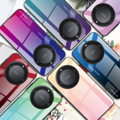 Dedux Coque pour Honor Magic 5 Lite 5G (Magic5 Lite) / X9a, Etui Dégradé de Couleur Verre Trempé Back Coque + Souple Silicone TP