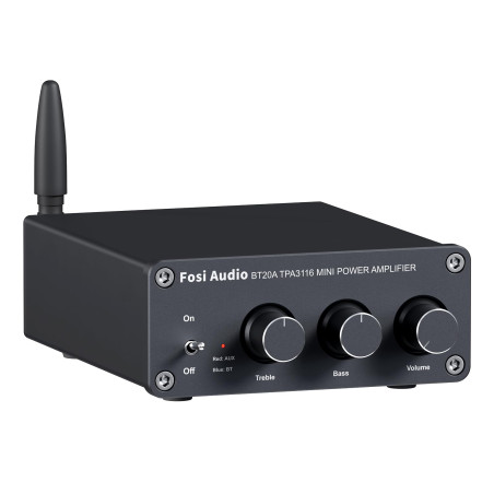 Fosi Audio BT20A Amplificateur Audio Bluetooth, 100W x2 Ampli HiFi Stéréo 2 Canaux, Classe D Amp TPA3116 Intégré Ampli de Puissa