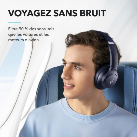 Soundcore Q20i Casque Bluetooth sans Fil reducteur de Bruit Hybride Active by Anker, Casque Over Ear, jusqu'à 40H d'autonomie en