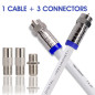 RELIAGINT Câble coaxial TV RG6 1m – 75 Ohm, câble antenne TV et satellite avec connecteurs F et coupleur F81 pour rallonge, cuiv RELIAGINT Câble coaxial TV RG6 1m – 75 Ohm, câble antenne TV et satellite avec connecteurs F et coupleur F81 pour rallonge, cuiv