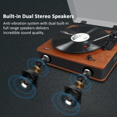 VOSTERIO Platine Vinyle Tourne Disque Bluetooth avec Haut-parleurs Stéréo, Rétro Lecteur Vinyles à 3 Vitesses, avec Encodage sur